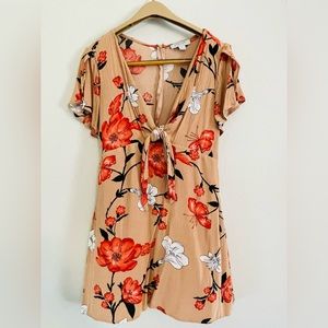 Low Cut Mini Dress with Cherry Blossoms